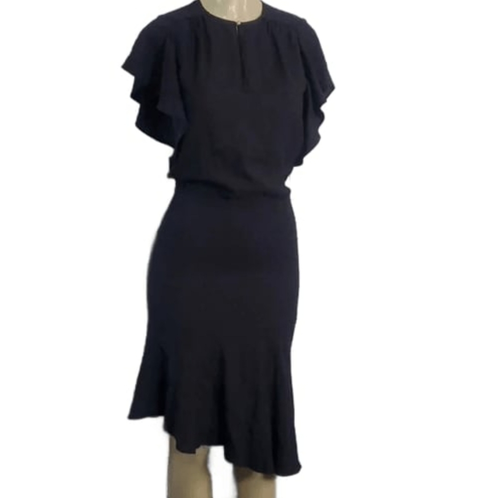 Vanessa Bruno Acetate Midi Length Black Dress Size 34 / XS